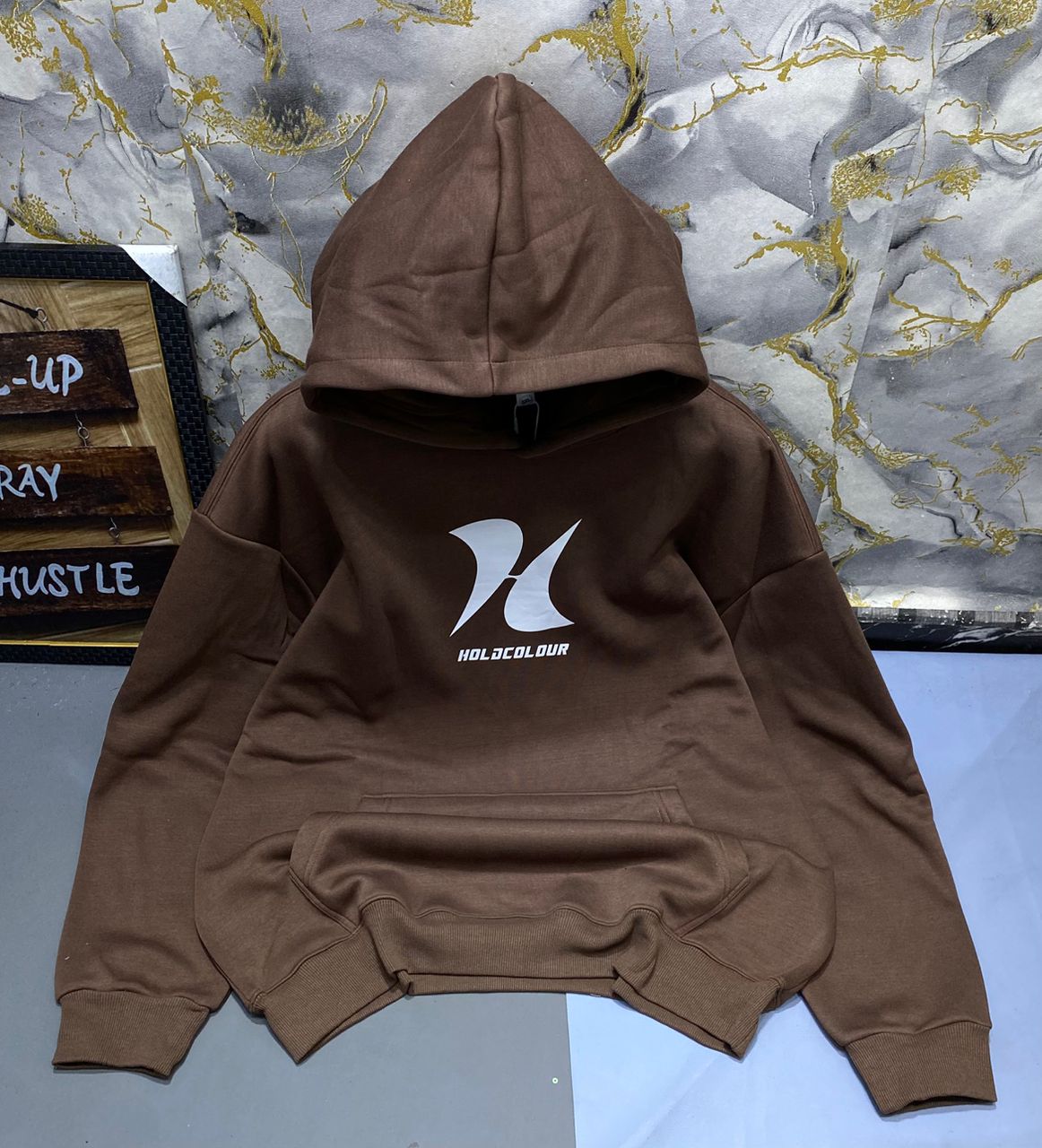 Brown pullover hoodie
